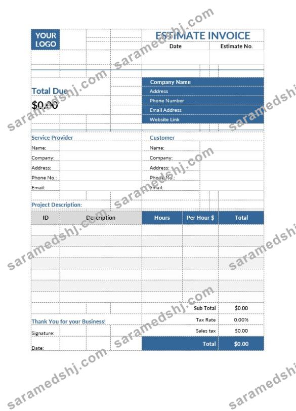 Free Estimate Invoice Template
